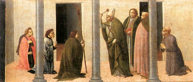 BARTOLOMEO DI GIOVANNI Predella: Consecration of the Church of the Innocents Spain oil painting art